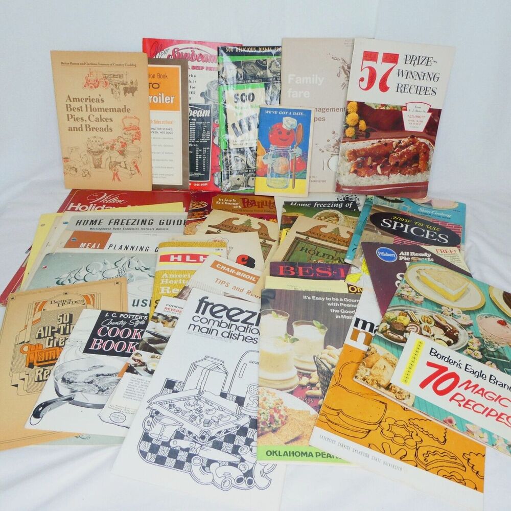 Lot 35 Vintage Recipe Booklets Appliance Freezing Canning Brands Cookbooks Tips
